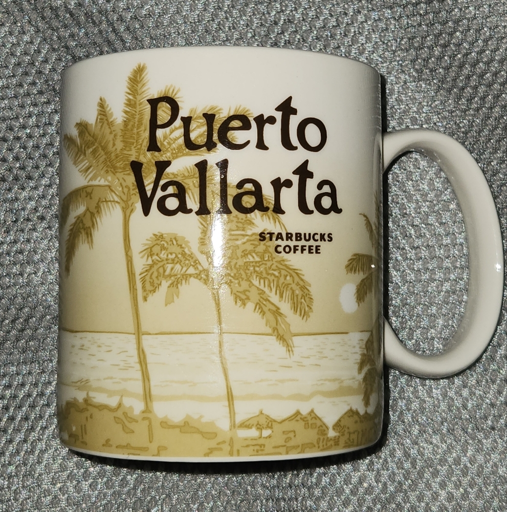Starbucks 16 Oz Puerto Vallarta Coffee Tea Mug Global Icon Series Beige & Purple